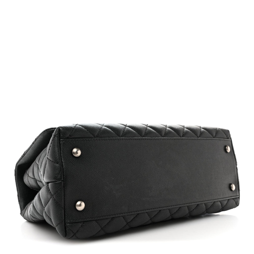 Chanel Caviar Lizard Embossed Quilted Small Coco Handle Flap Black