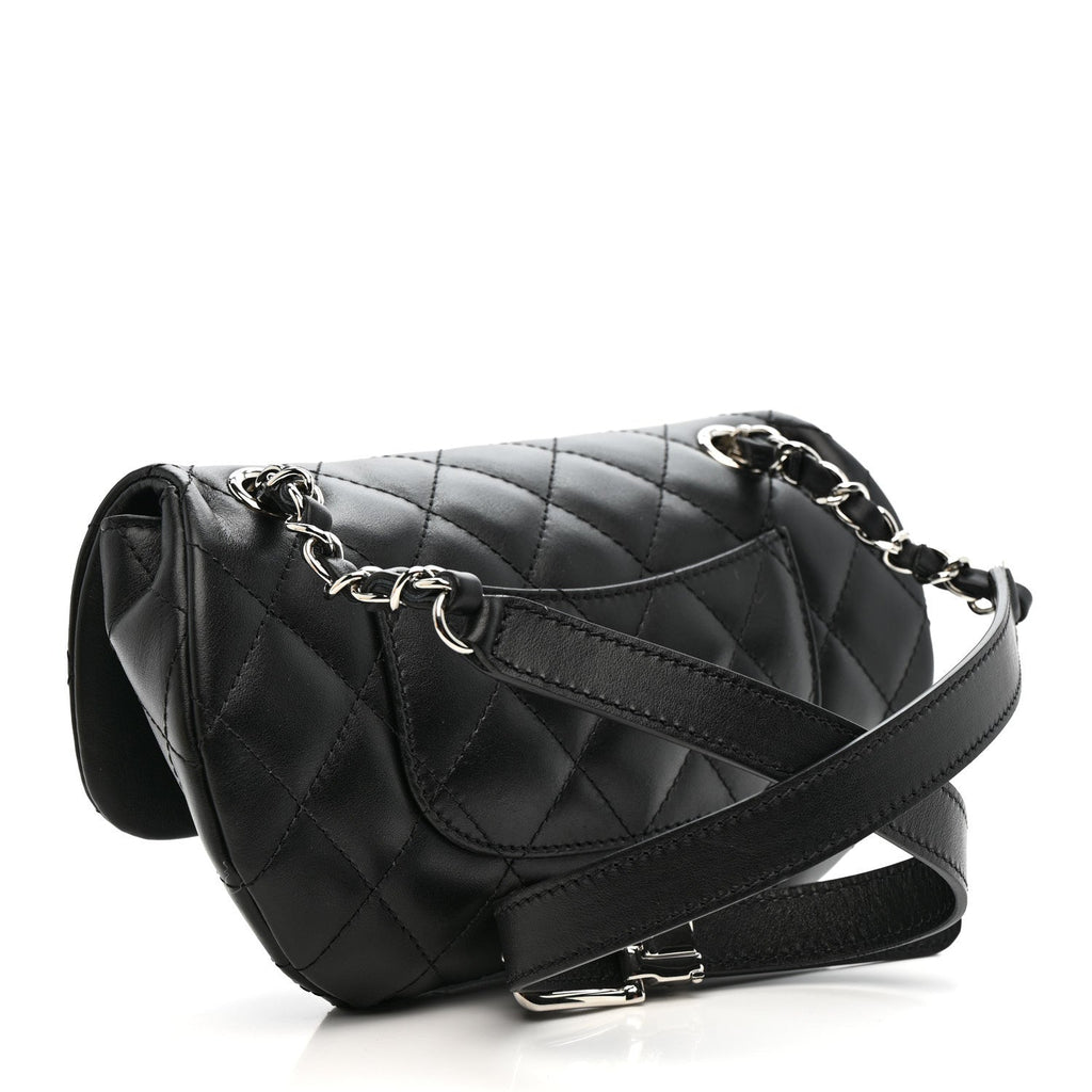 Chanel Calfskin Quilted CC Uniform Flap Belt Bag Black