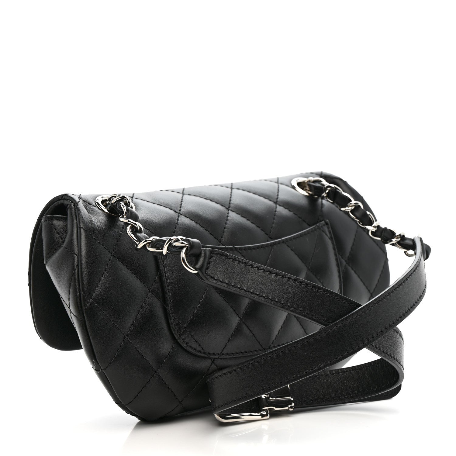 Chanel Calfskin Quilted CC Uniform Flap Belt Bag Black