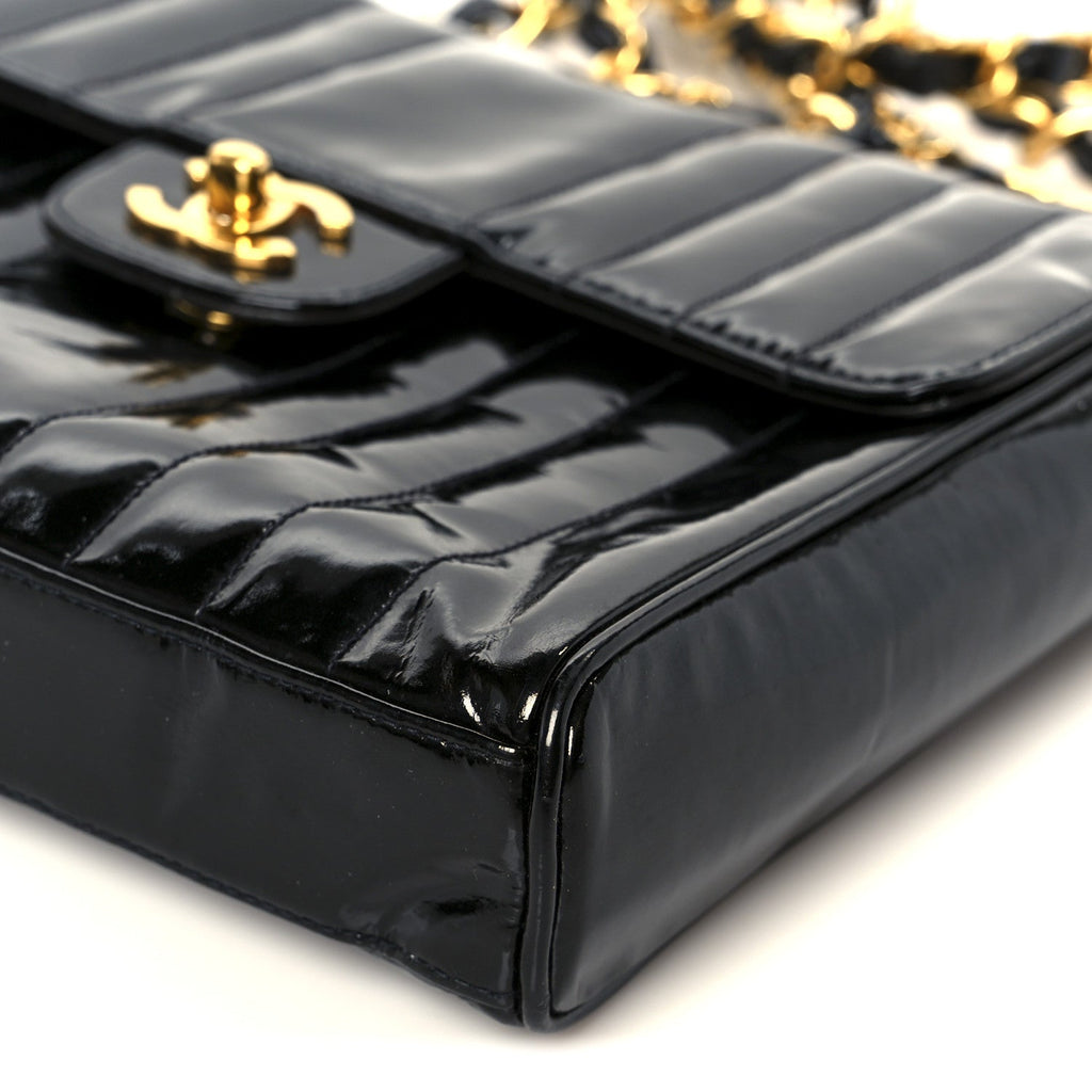 Chanel Patent Vertical Quilt Small Flap Black