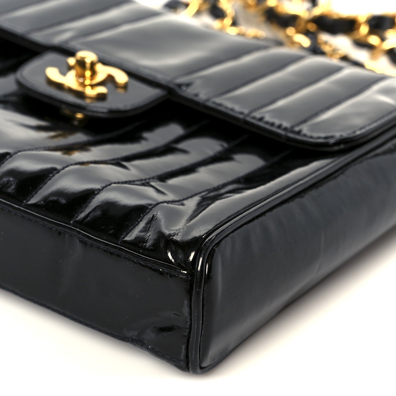 Chanel Patent Vertical Quilt Small Flap Black