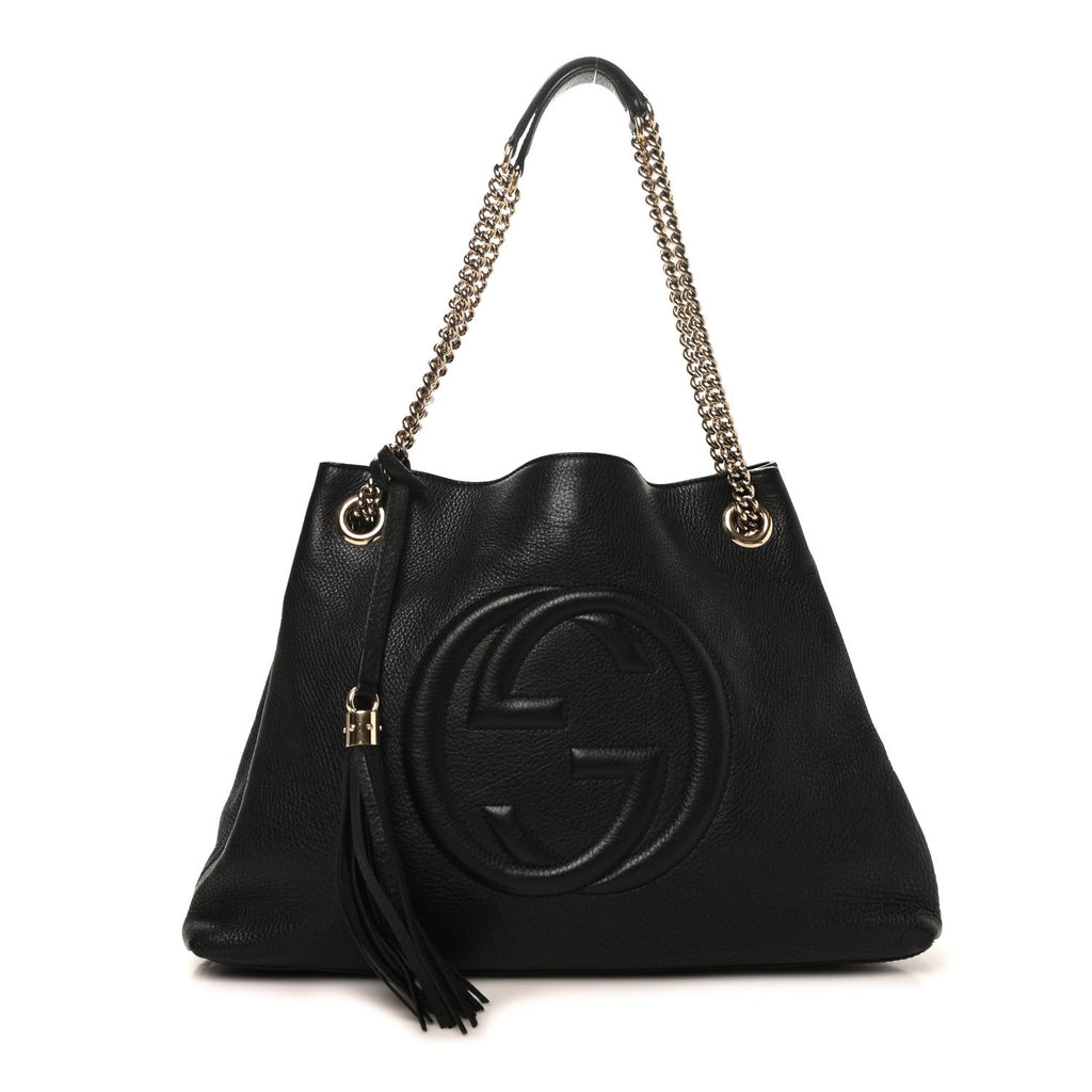 Gucci Pebbled Calfskin Medium Soho Chain Shoulder Bag Black
