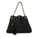 Gucci Pebbled Calfskin Medium Soho Chain Shoulder Bag Black