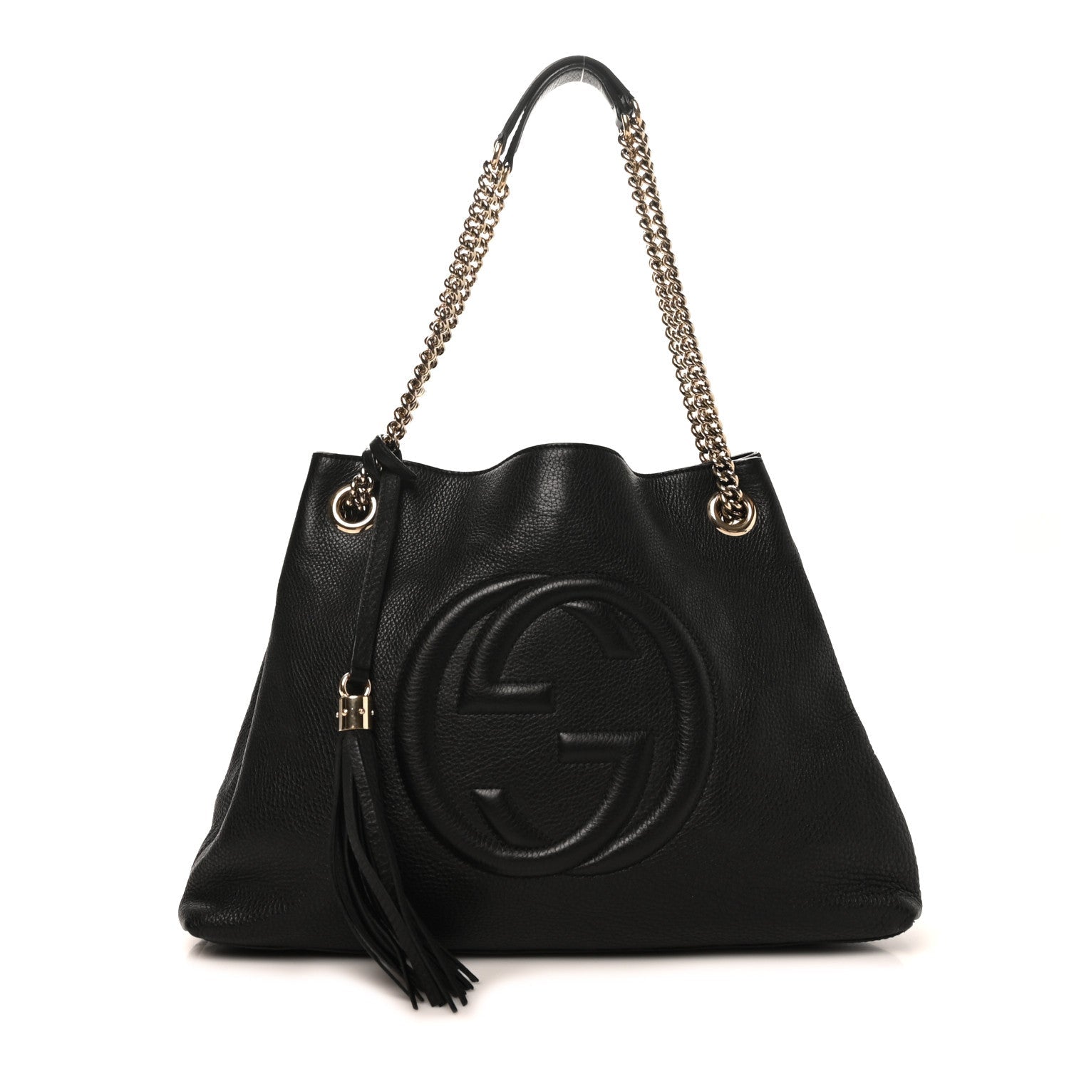 Gucci Pebbled Calfskin Medium Soho Chain Shoulder Bag Black
