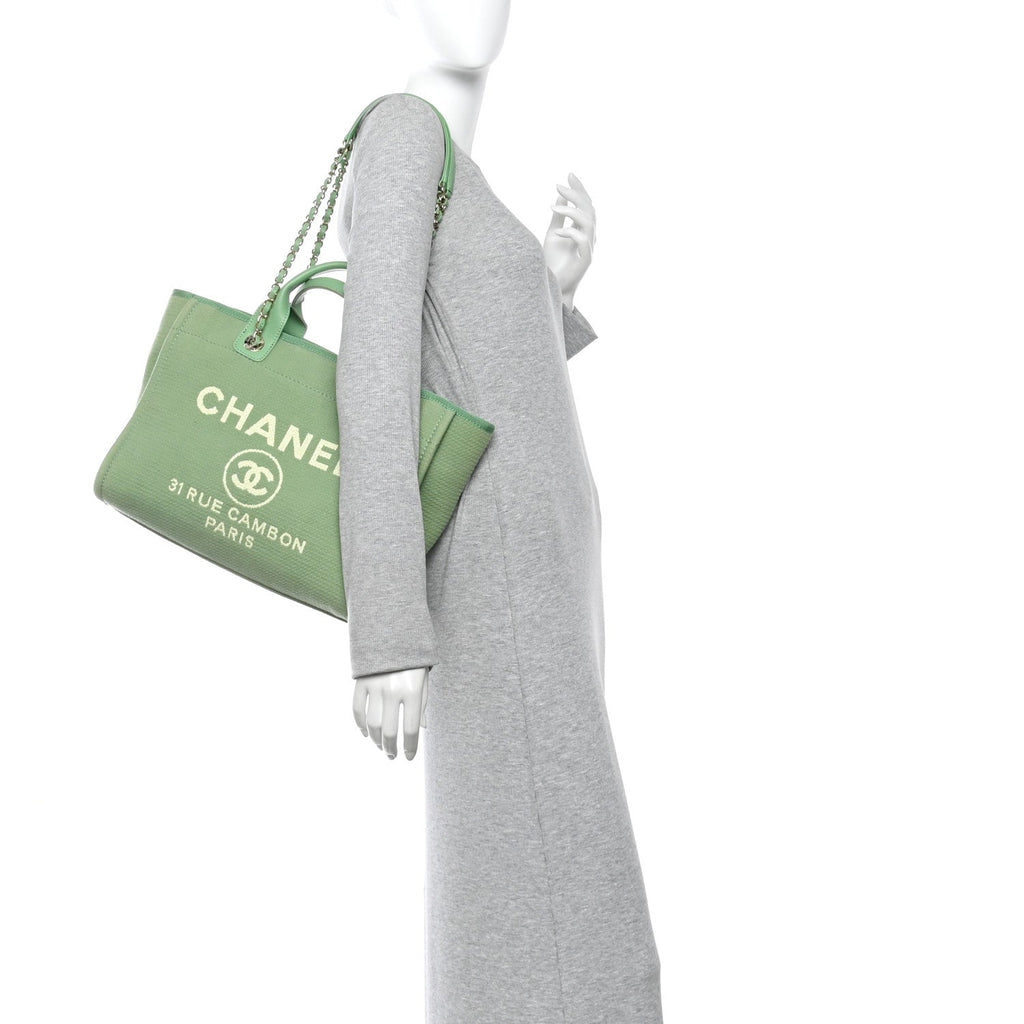 Chanel Mixed Fibers Small Deauville Tote Green