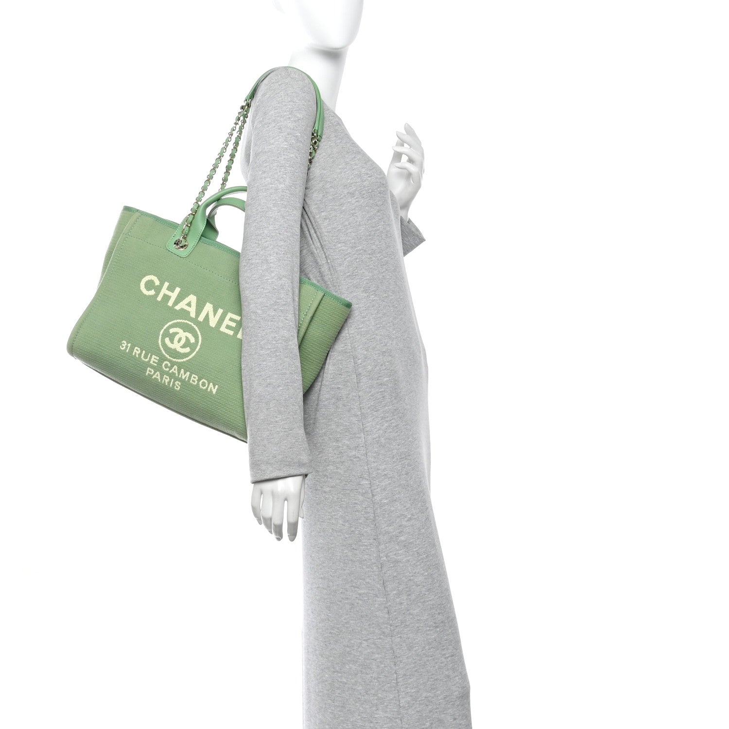 Chanel Mixed Fibers Small Deauville Tote Green