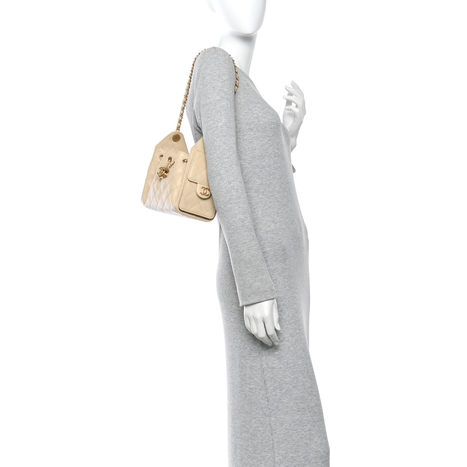 Chanel Caviar Quilted Mini Chanel 25 Handbag Beige