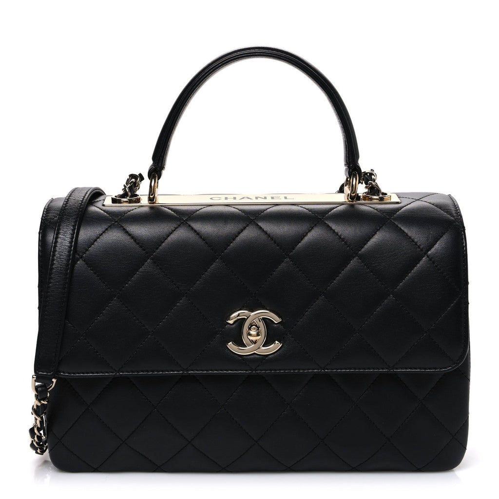 Chanel Lambskin Quilted Medium Trendy CC Flap Dual Handle Bag Black