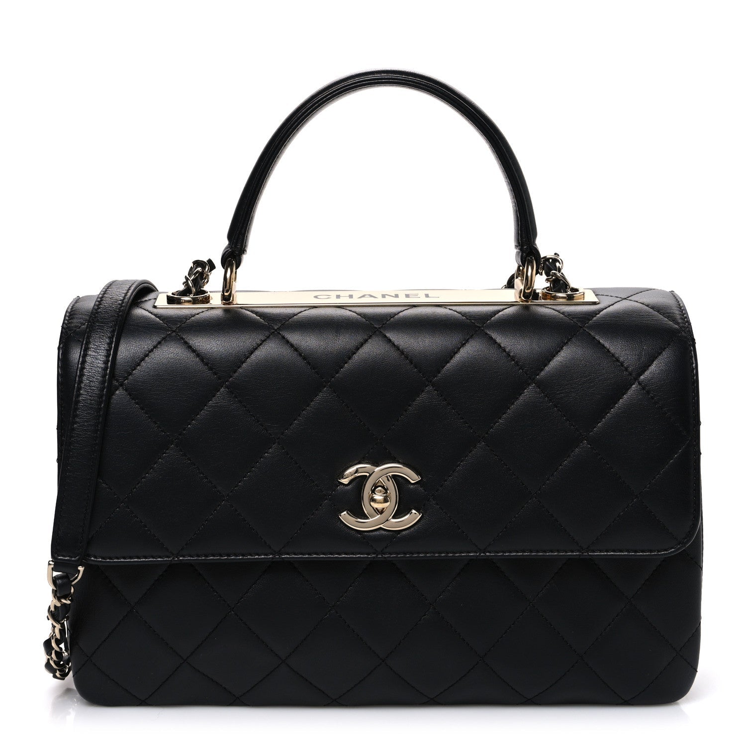 Chanel Lambskin Quilted Medium Trendy CC Flap Dual Handle Bag Black
