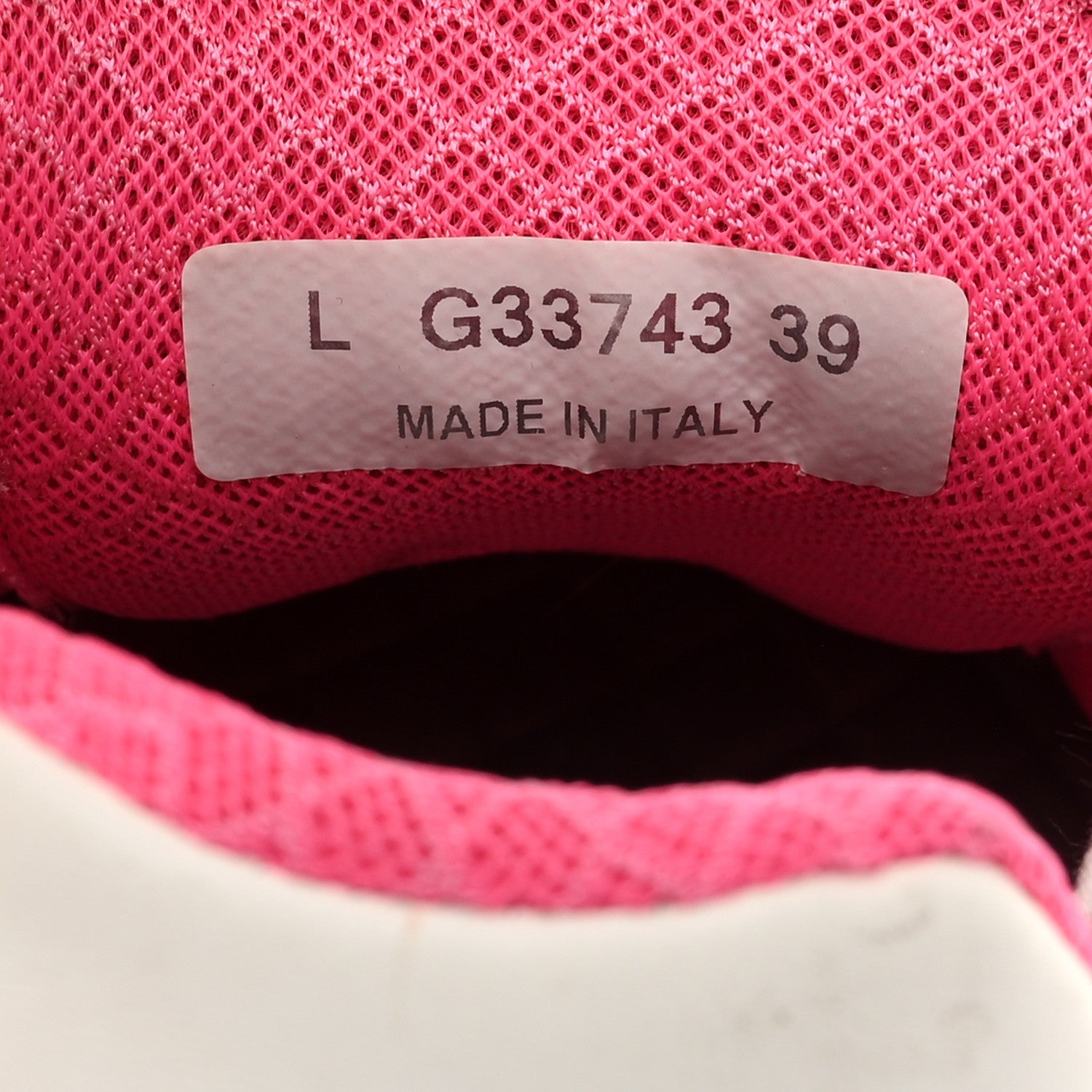 Calfskin Fabric Sneakers 39 White Silver Fluo Pink