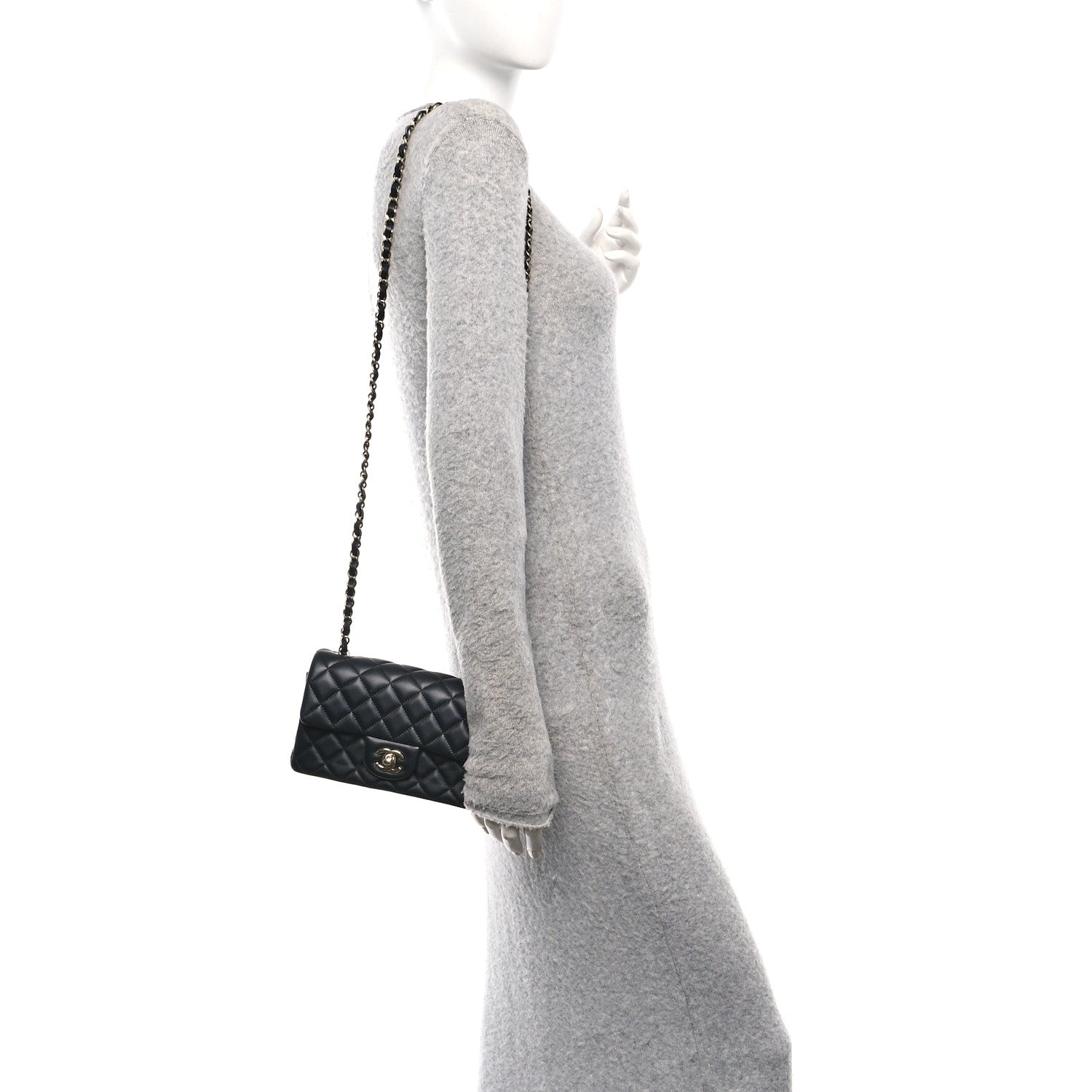 Chanel Lambskin Quilted Mini Rectangular Flap Black