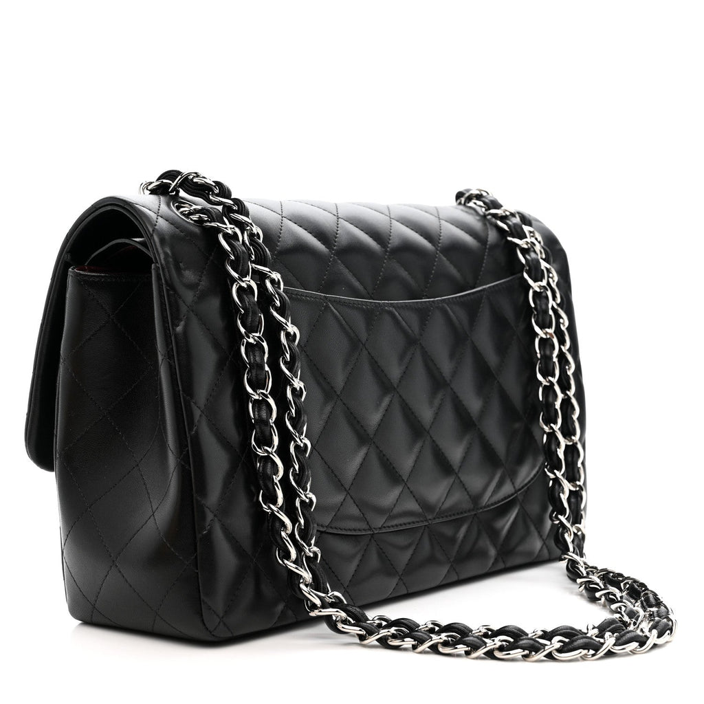 Chanel Lambskin Quilted Jumbo Double Flap Black