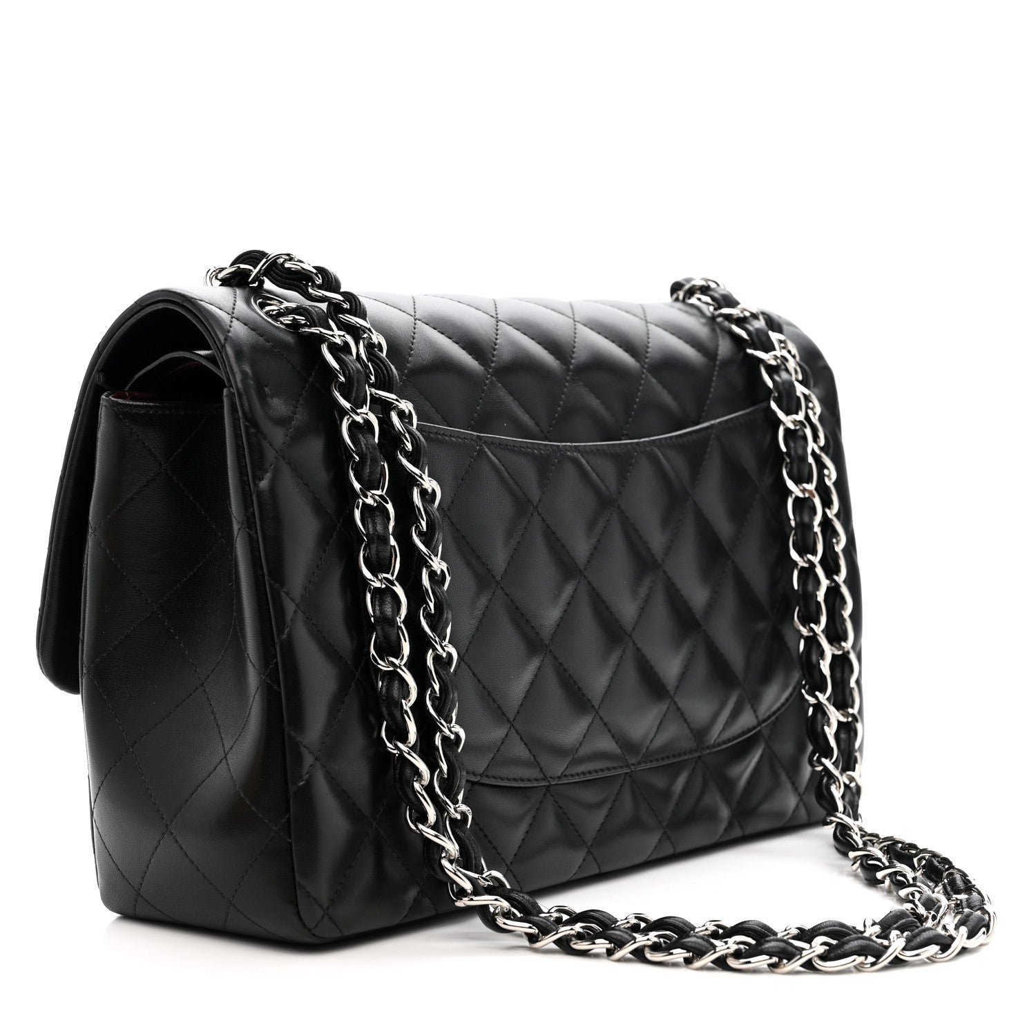 Chanel Lambskin Quilted Jumbo Double Flap Black