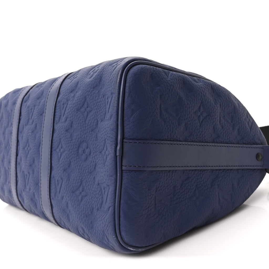Louis Vuitton Monogram Taurillon Keepall Bandouliere 35 Blue