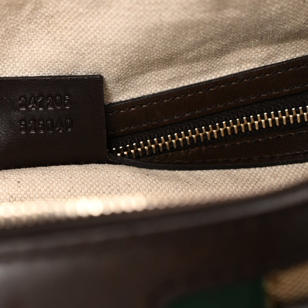 Gucci Monogram Selleria Calfskin Vintage Web Medium Boston Beige Ebony Cocoa