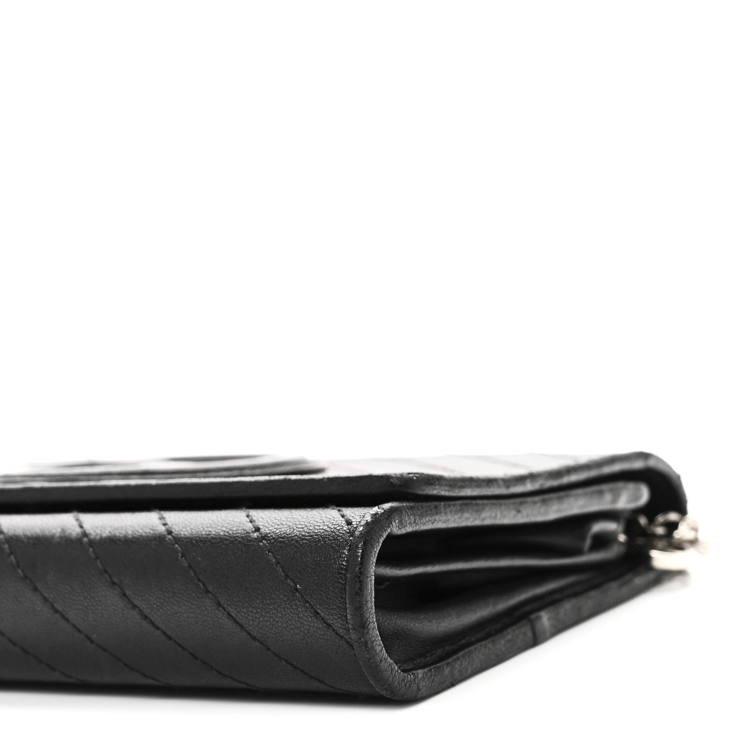 Gucci Sakai Be Green Calfskin Diagonal Stitched Blondie Wallet on Chain Black