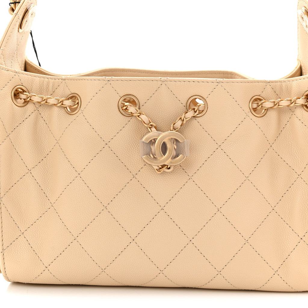 Chanel Caviar Quilted Mini Chanel 25 Handbag Beige