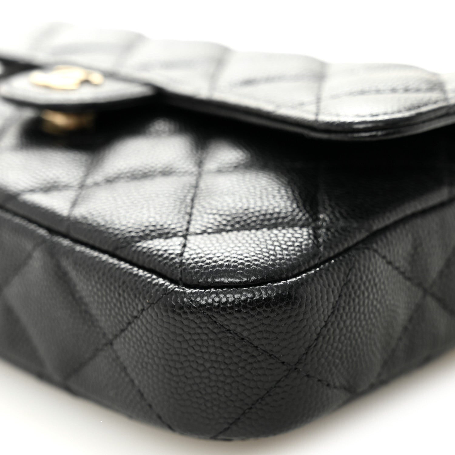 Chanel Caviar Quilted Flap Phone Holder With Chain Black