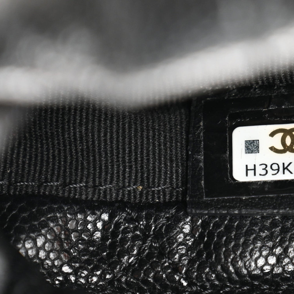 Chanel Caviar Quilted Coco First Bucket Clutch With Chain Black