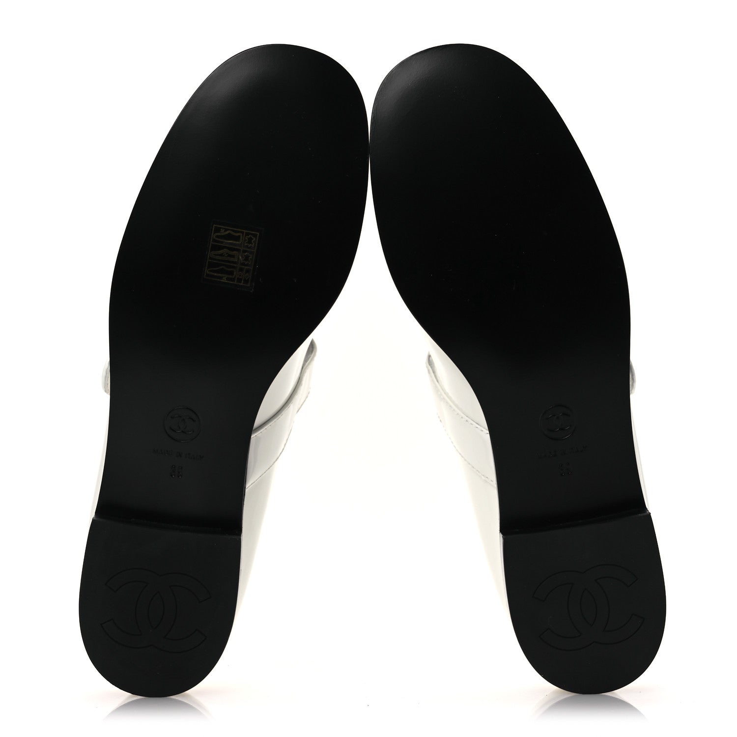 Patent Calfskin Mary Janes Flats 39 White Black