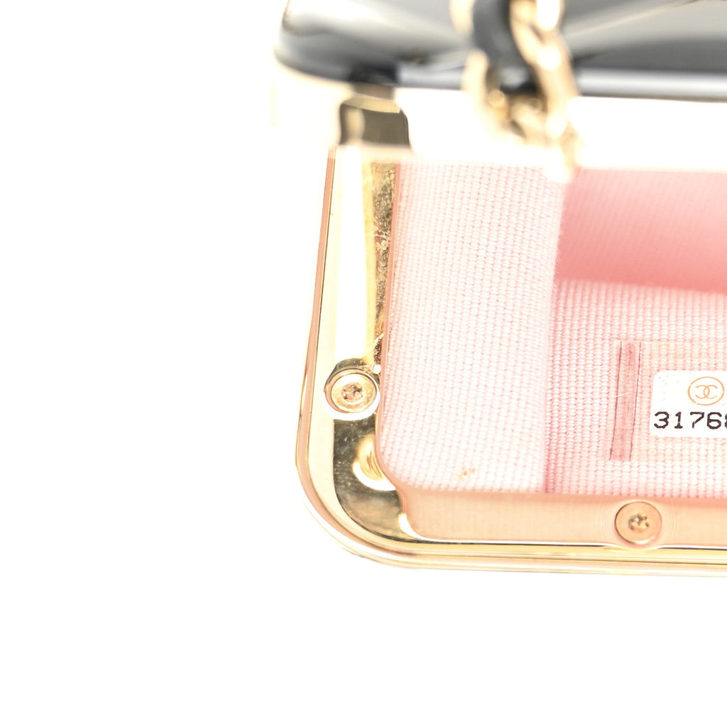 Chanel Lambskin Plexi Quilted CC Evening Clutch With Chain Black