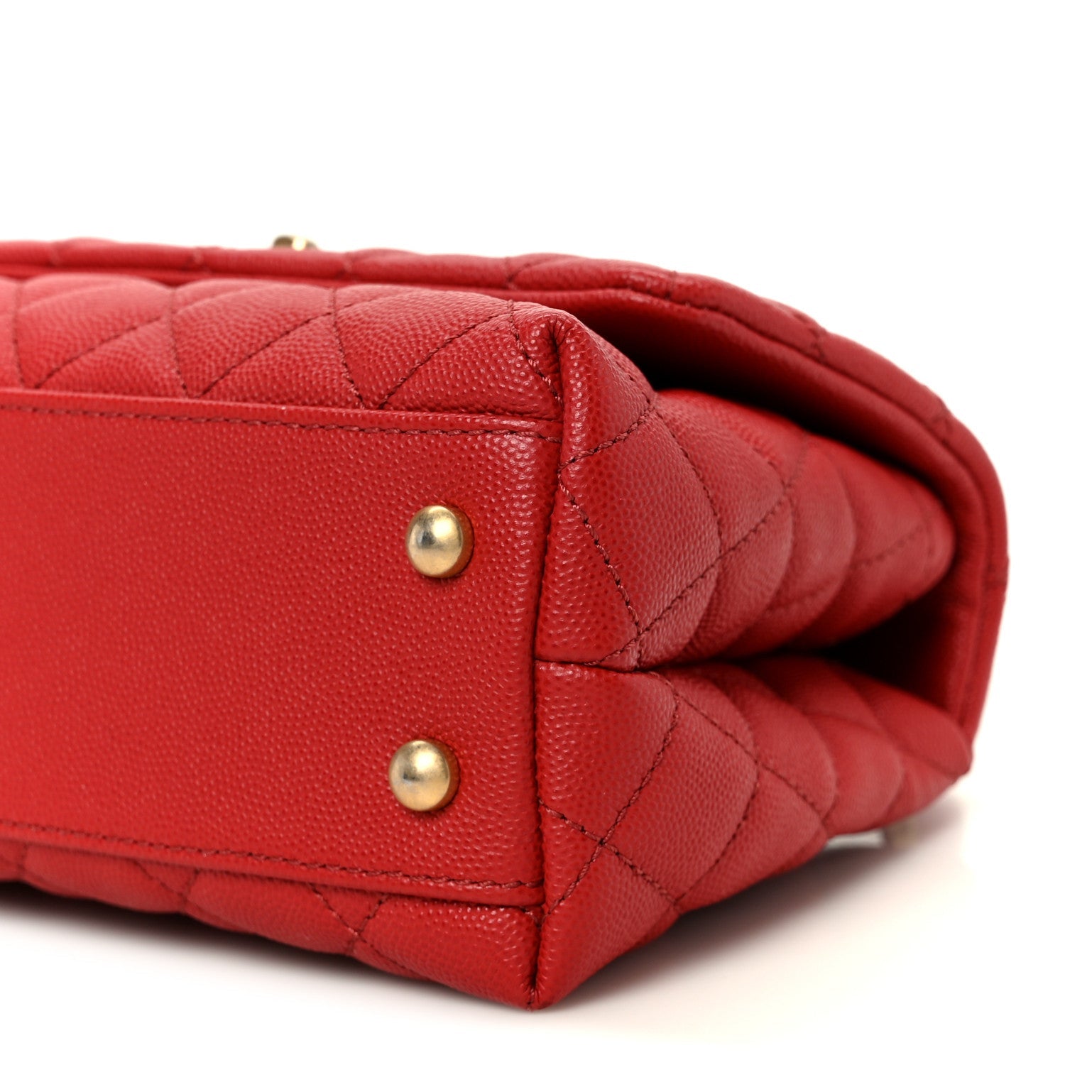 Chanel Caviar Lizard Embossed Quilted Mini Coco Handle Flap Red