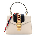 Gucci Calfskin Mini Sylvie Top Handle Bag White