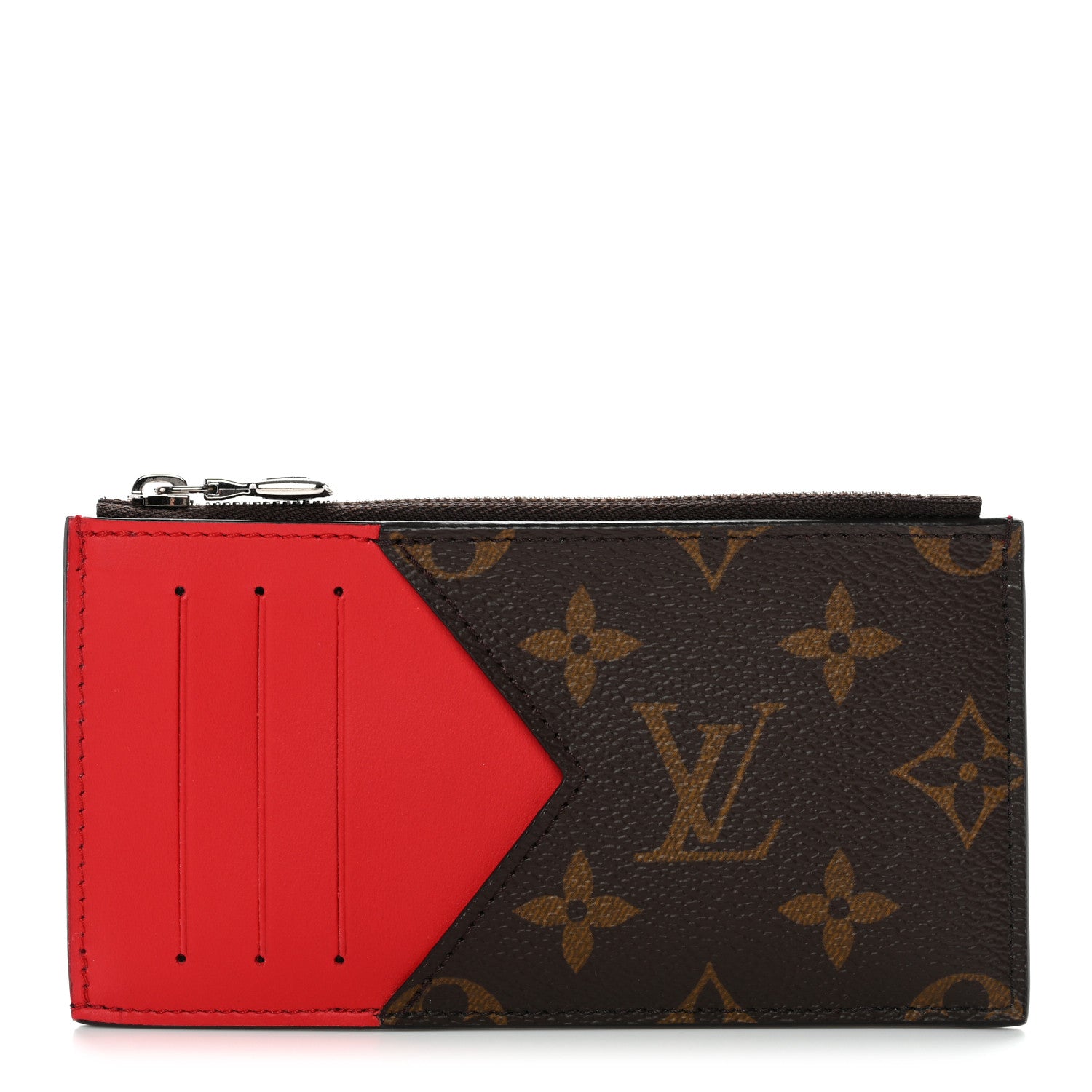 Louis Vuitton Monogram Calfskin Coin Card Holder Red