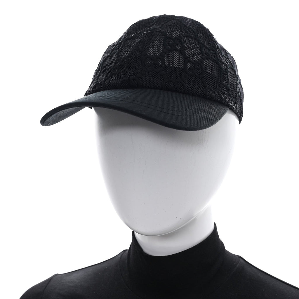 Gucci Mesh GG Monogram Shivali Baseball Hat M Black