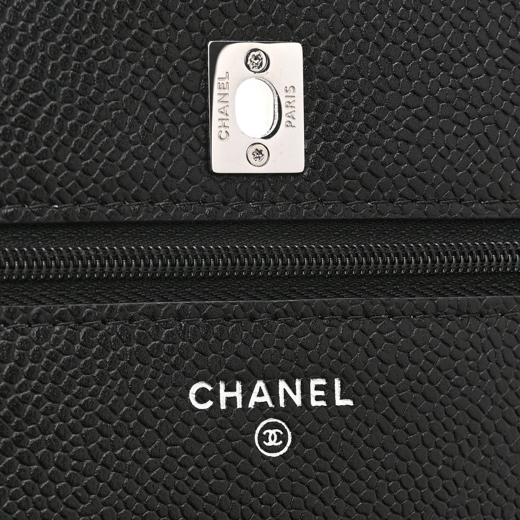 Chanel Caviar Quilted CC Turnlock Wallet On Chain WOC Black