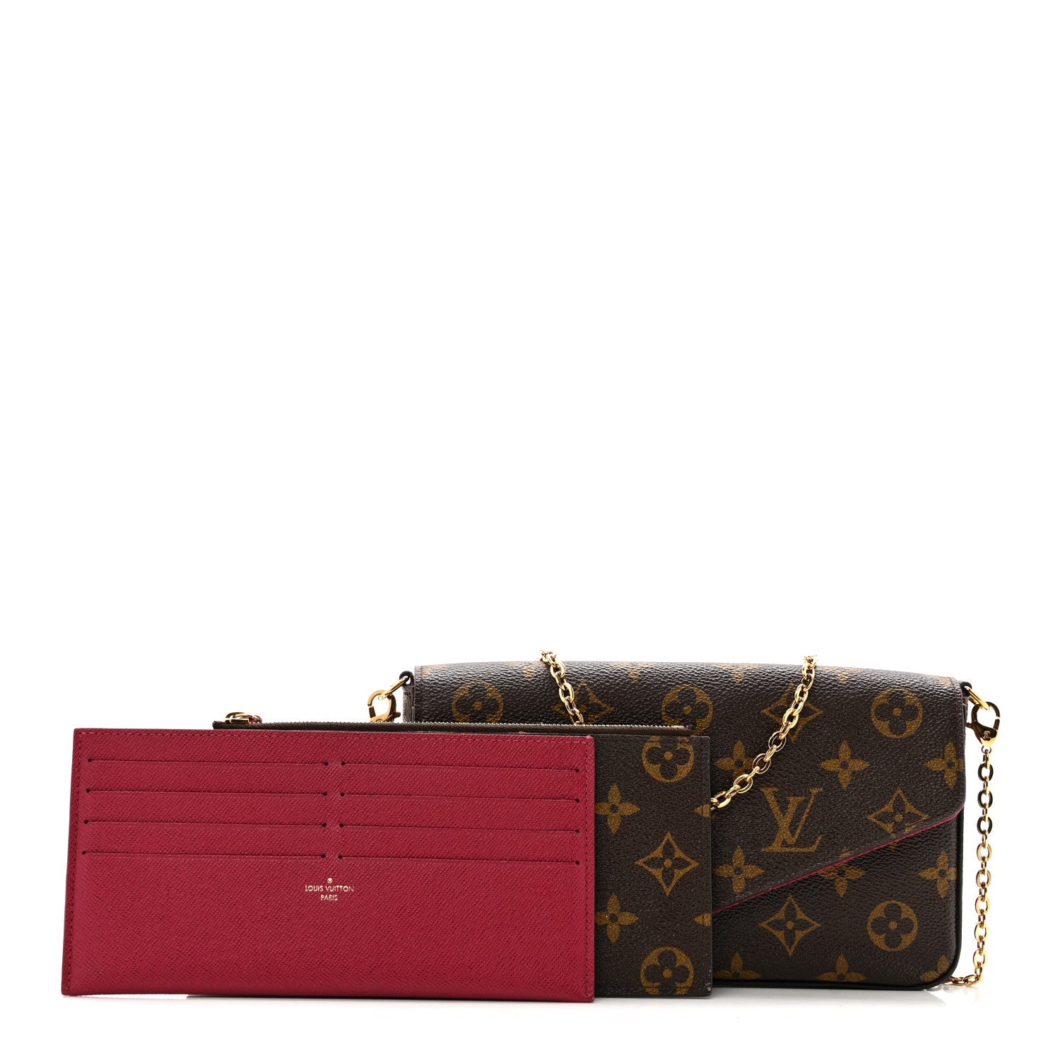 Louis Vuitton Monogram Pochette Felicie Chain Wallet Fuchsia