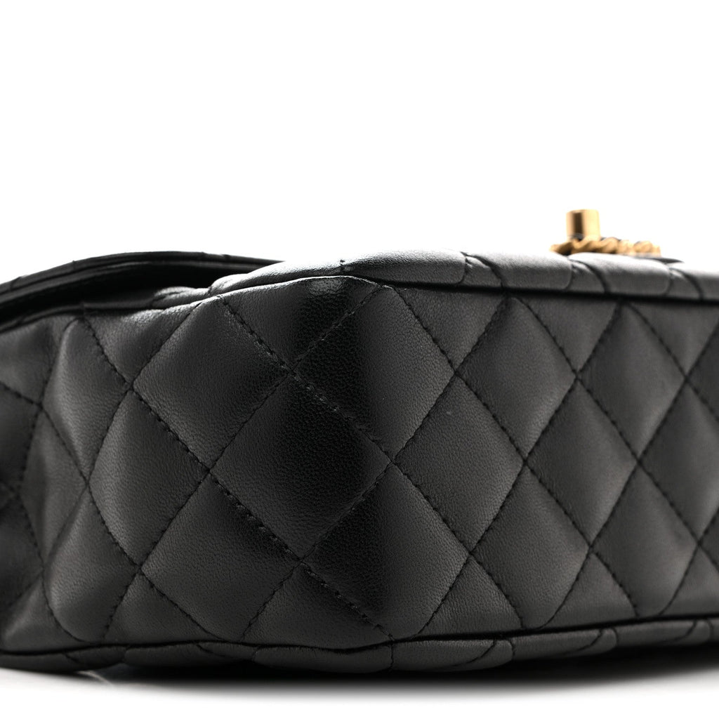 Chanel Lambskin Quilted Small Strass On Top Flap Bag Black