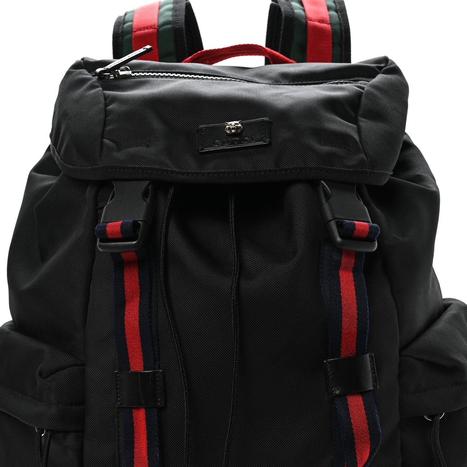 Gucci Techno Canvas Web Double Buckle Backpack Black