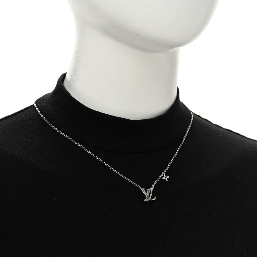 Louis Vuitton Metal Crystal LV Iconic Necklace Silver