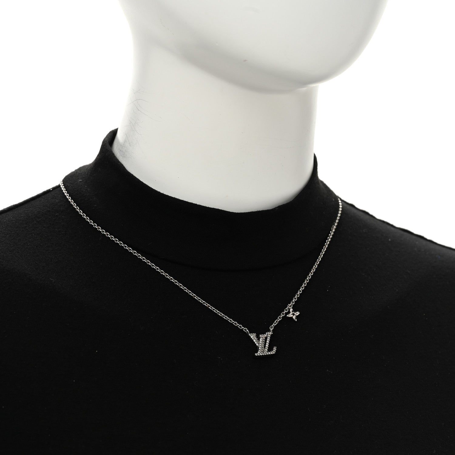 Louis Vuitton Metal Crystal LV Iconic Necklace Silver