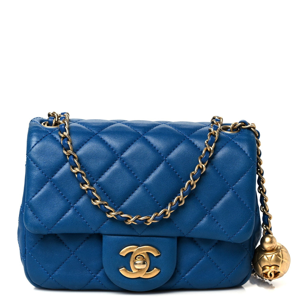 Chanel Lambskin Quilted Mini Pearl Crush Flap Blue