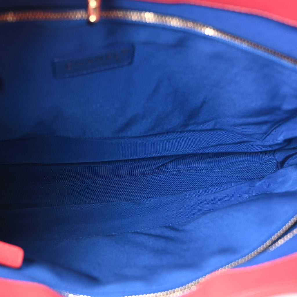 Chanel Lambskin Quilted Large 31 Shopping Bag Blue Red