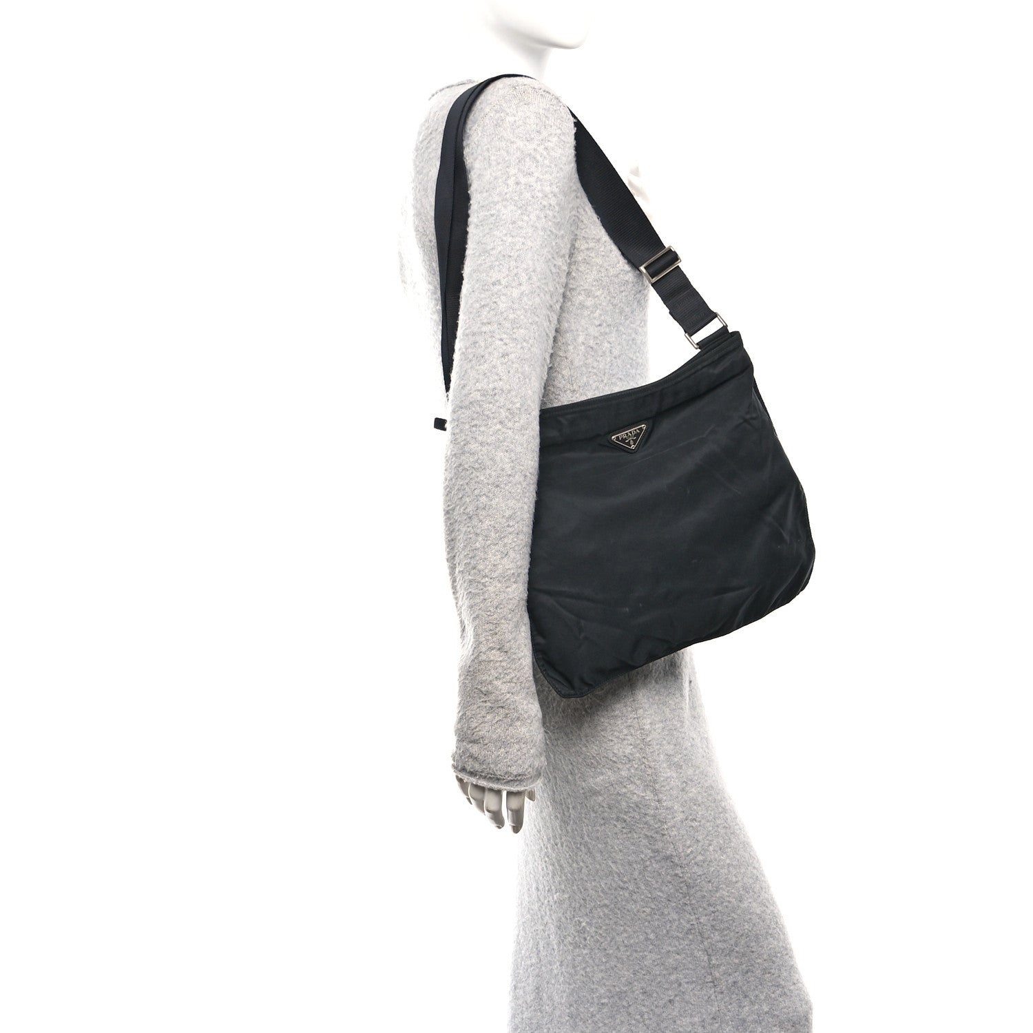Prada Nylon Flat Messenger Bag Black