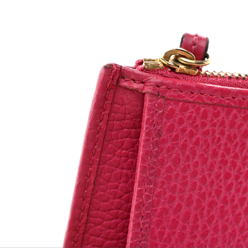Gucci Dollar Calfskin GG Marmont Compact Wallet Box Pink