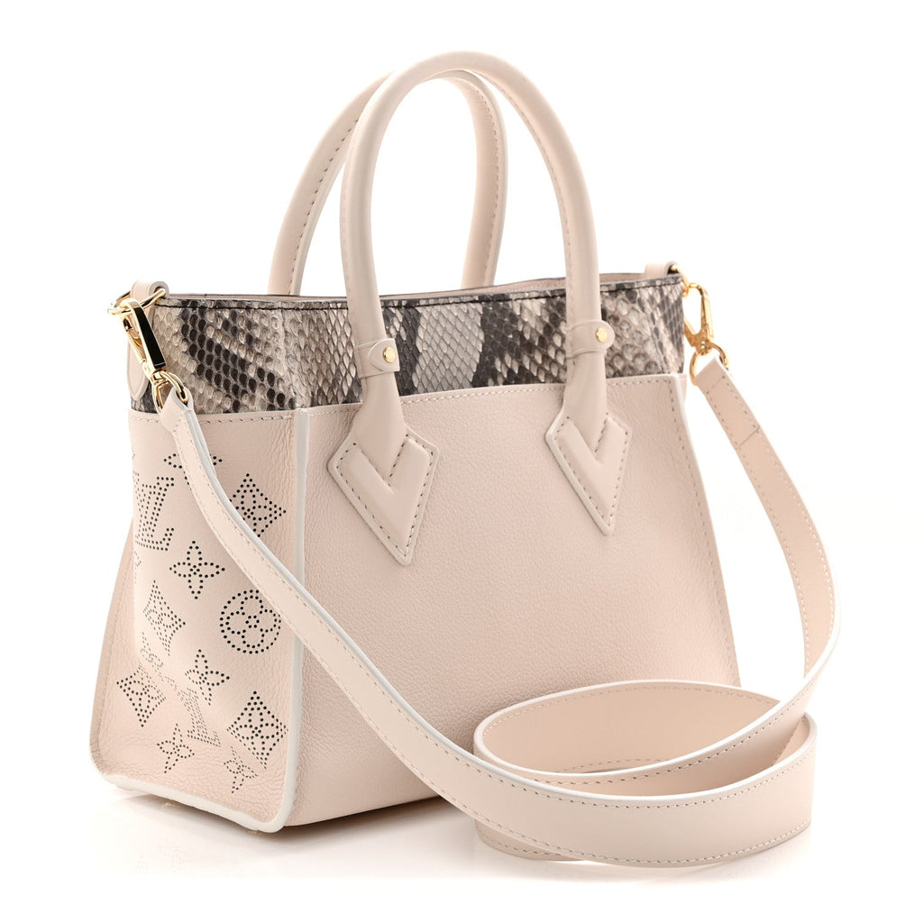 Louis Vuitton Calfskin Karung Snakeskin Mahina On My Side PM Quartz White