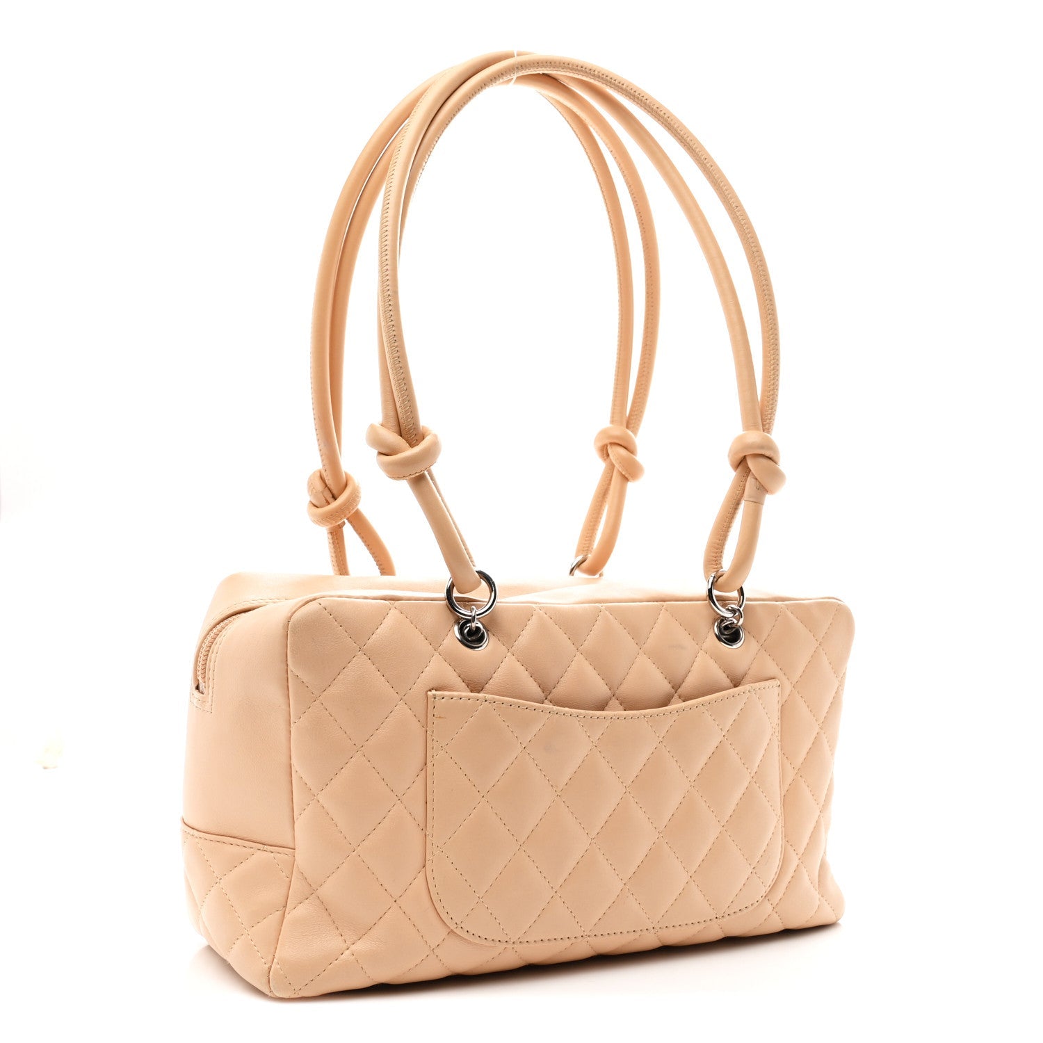 Chanel Calfskin Quilted Cambon Quilted Large Bowler Beige
