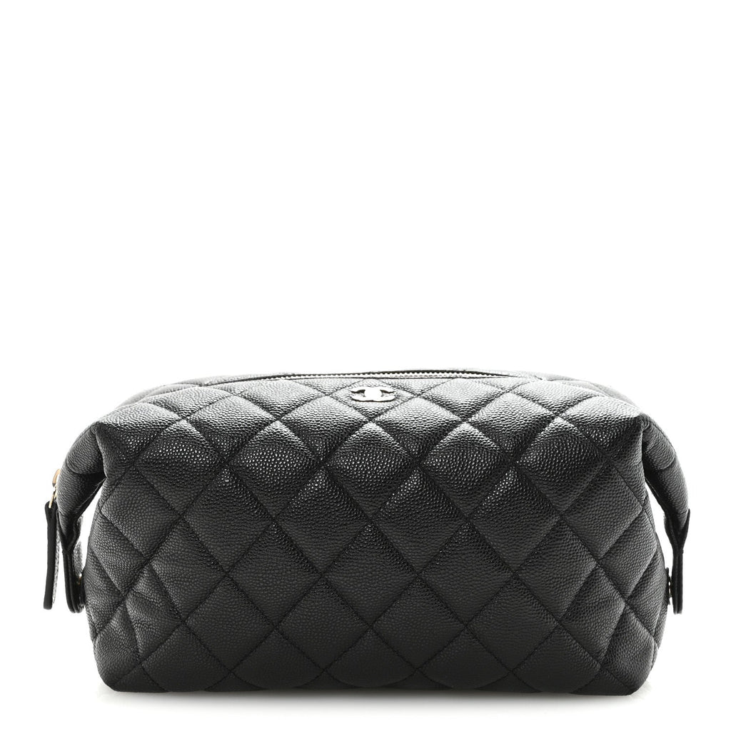 Caviar Quilted Cosmetic Case Black