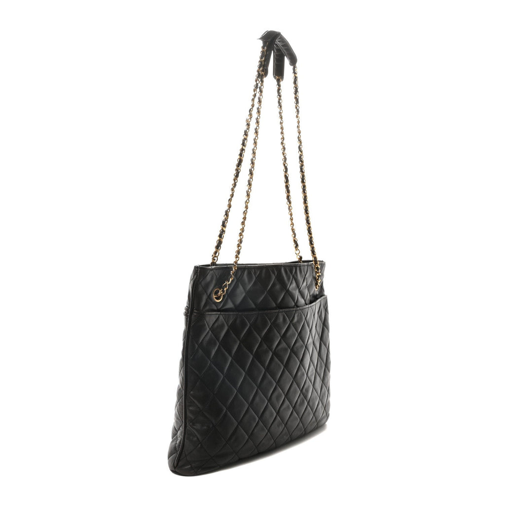 Chanel Calfskin Quilted CC Shopping Tote Black