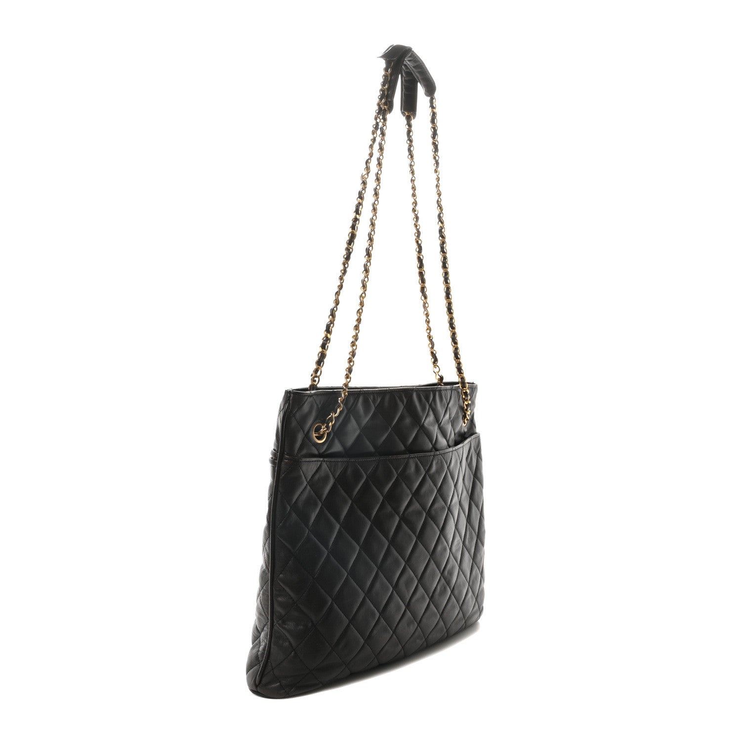Chanel Calfskin Quilted CC Shopping Tote Black