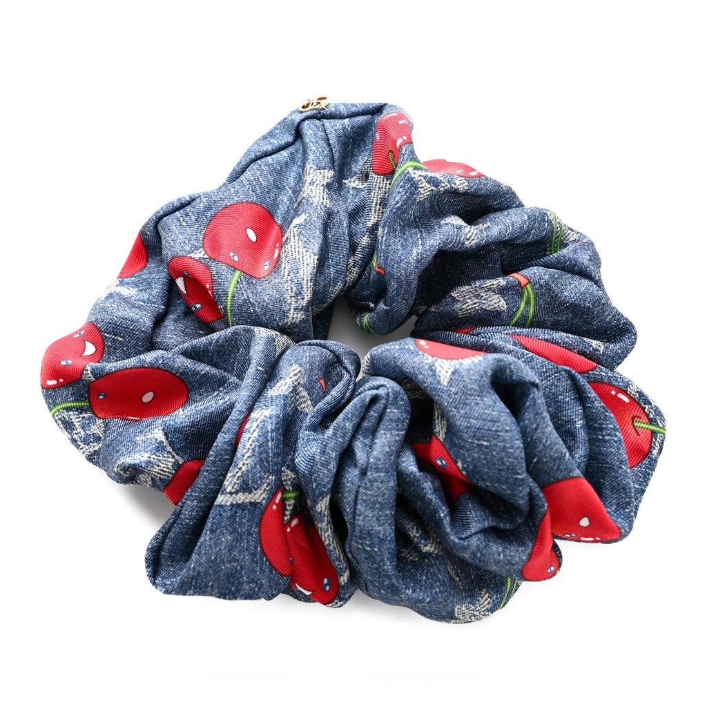 Louis Vuitton LV X TM Monogram Cerises Silk Scrunchie Blue