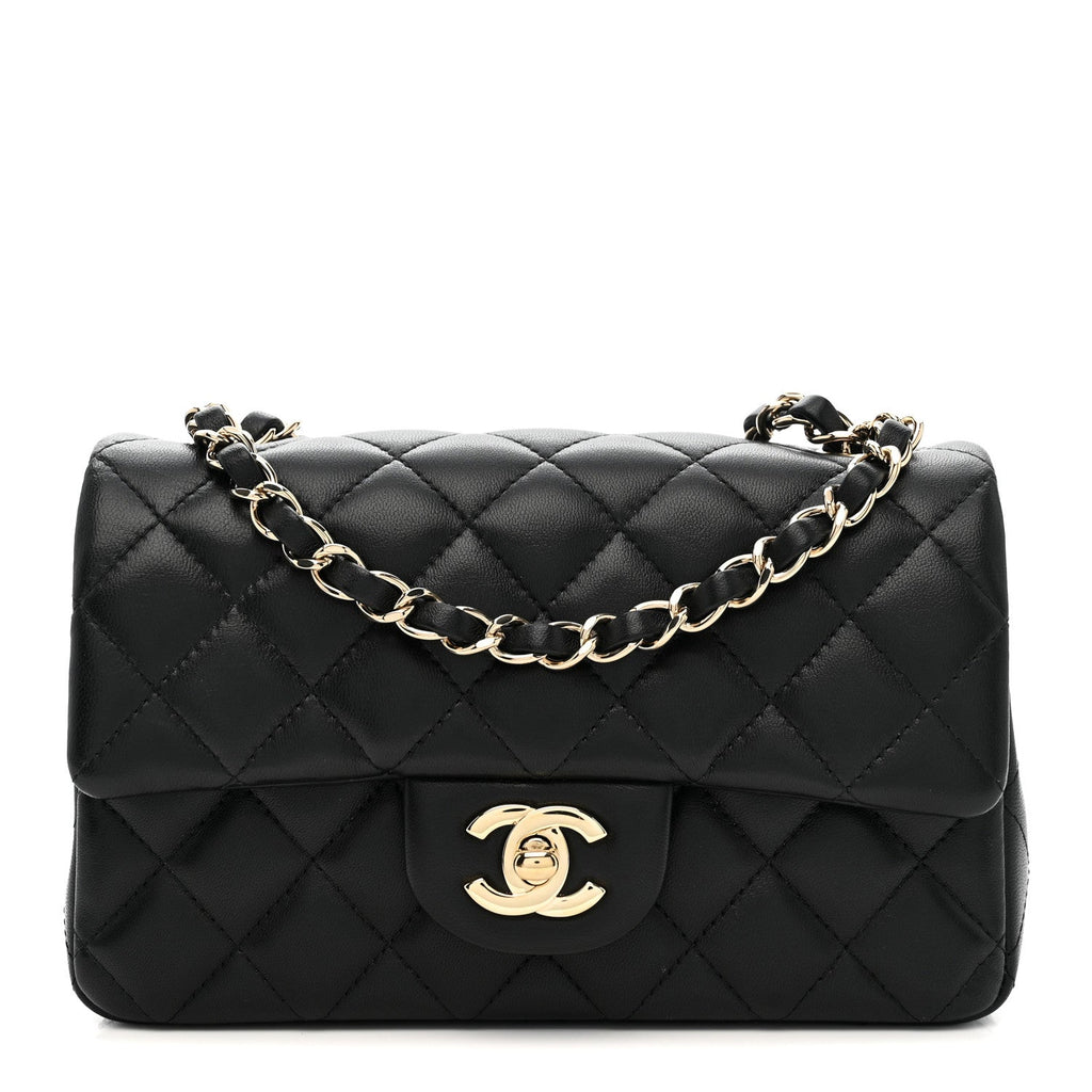 Chanel Lambskin Quilted Mini Rectangular Flap Black