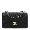 Chanel Lambskin Quilted Mini Rectangular Flap Black