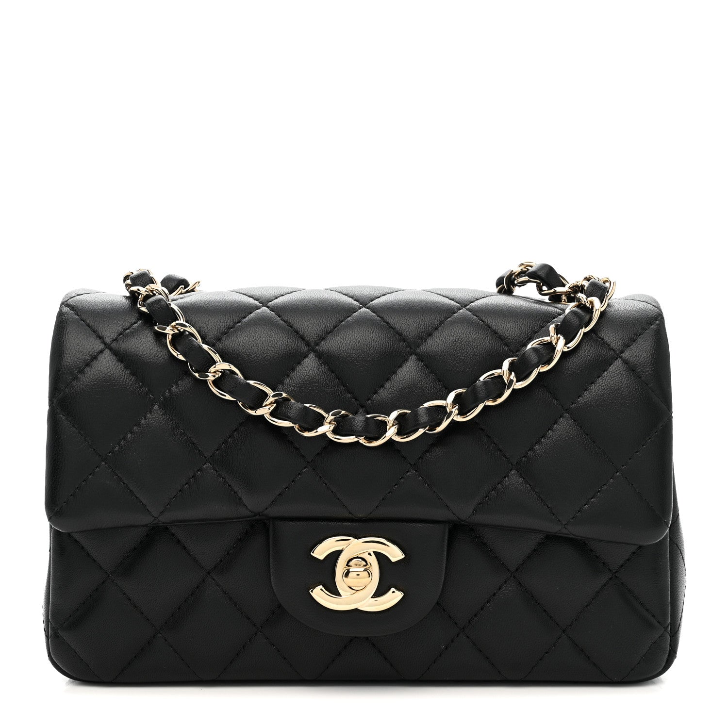 Chanel Lambskin Quilted Mini Rectangular Flap Black
