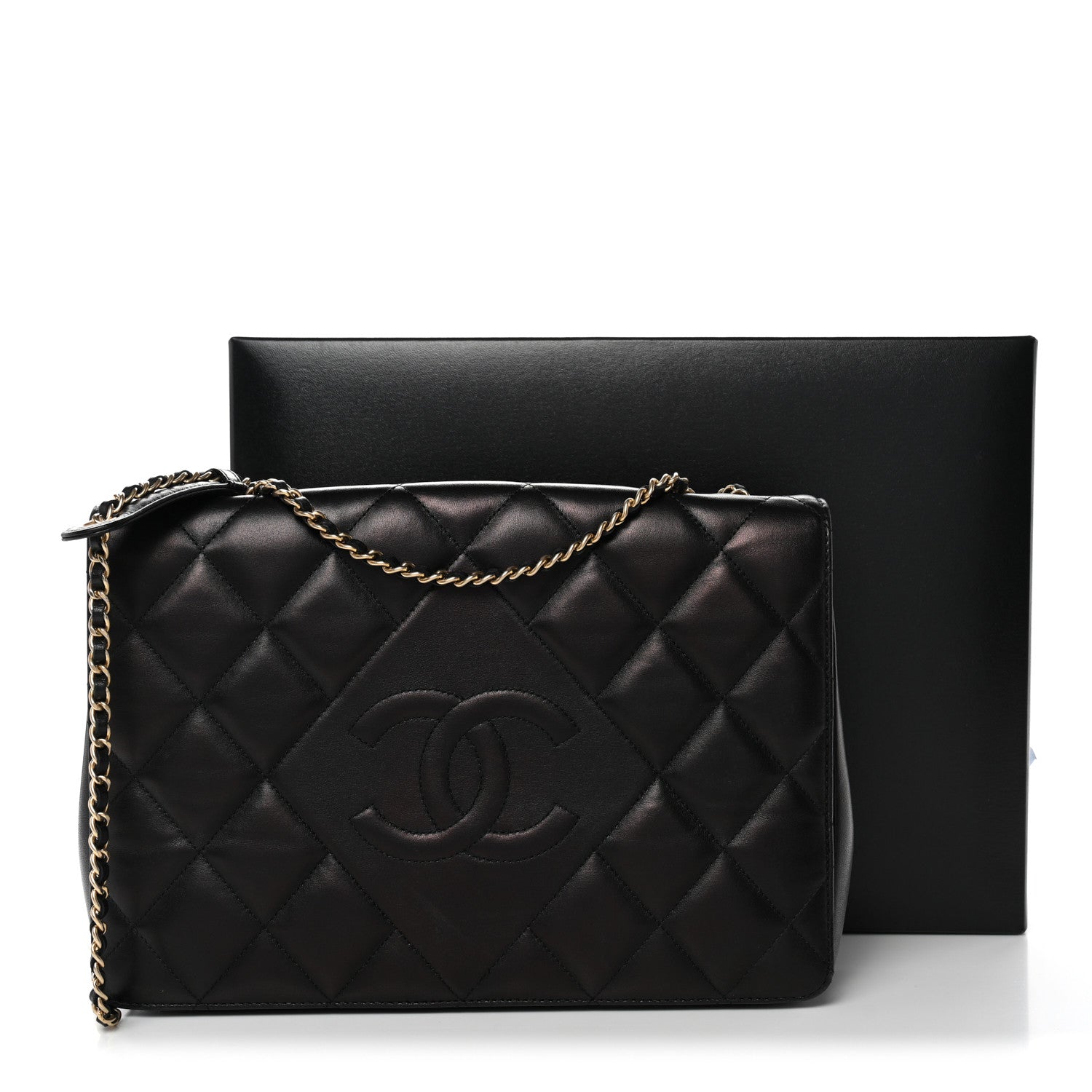Chanel Lambskin Quilted Medium Diamond CC Flap Black