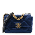 Chanel Satin Quilted Medium Chanel 19 Flap Blue